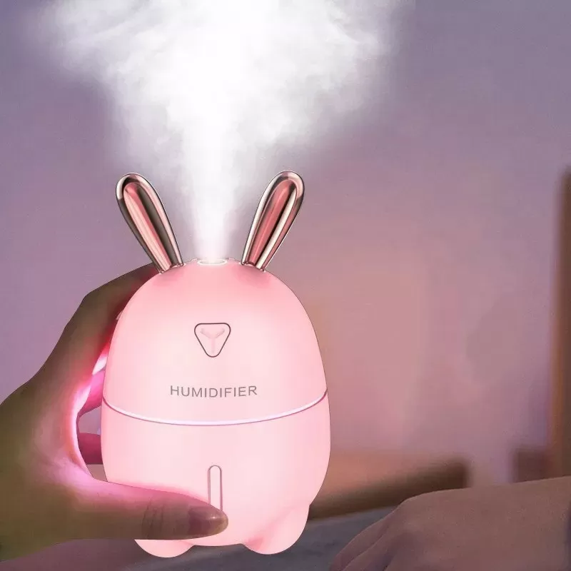 Міні Зволожувач-нічник Rabbit Humidifier дитячий зволожувач Зайчик 300 мл Рожевий (531705) (43037777)