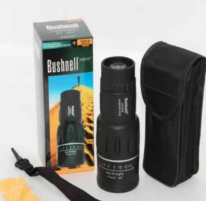 Надпотужний монокуляр Bushnell компактний легкий вологозахищений підзорна труба з чохлом 16x52 чорний (17644361)