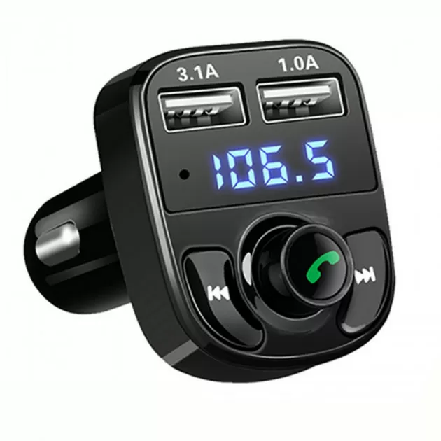 Автомобільний FM трансмітер модулятор музика в машину через Bluetooth 3.1 А UKC X8 Black (666543) (7580867)