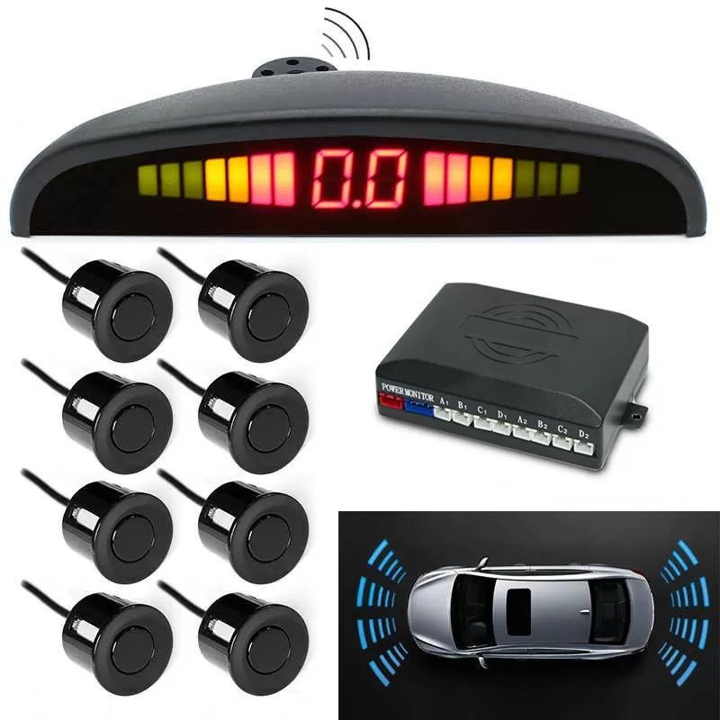 Паркувальна система парктронік на 8 датчиків UKC Assistant Parking Sensor Чорний (671529) (46460623)