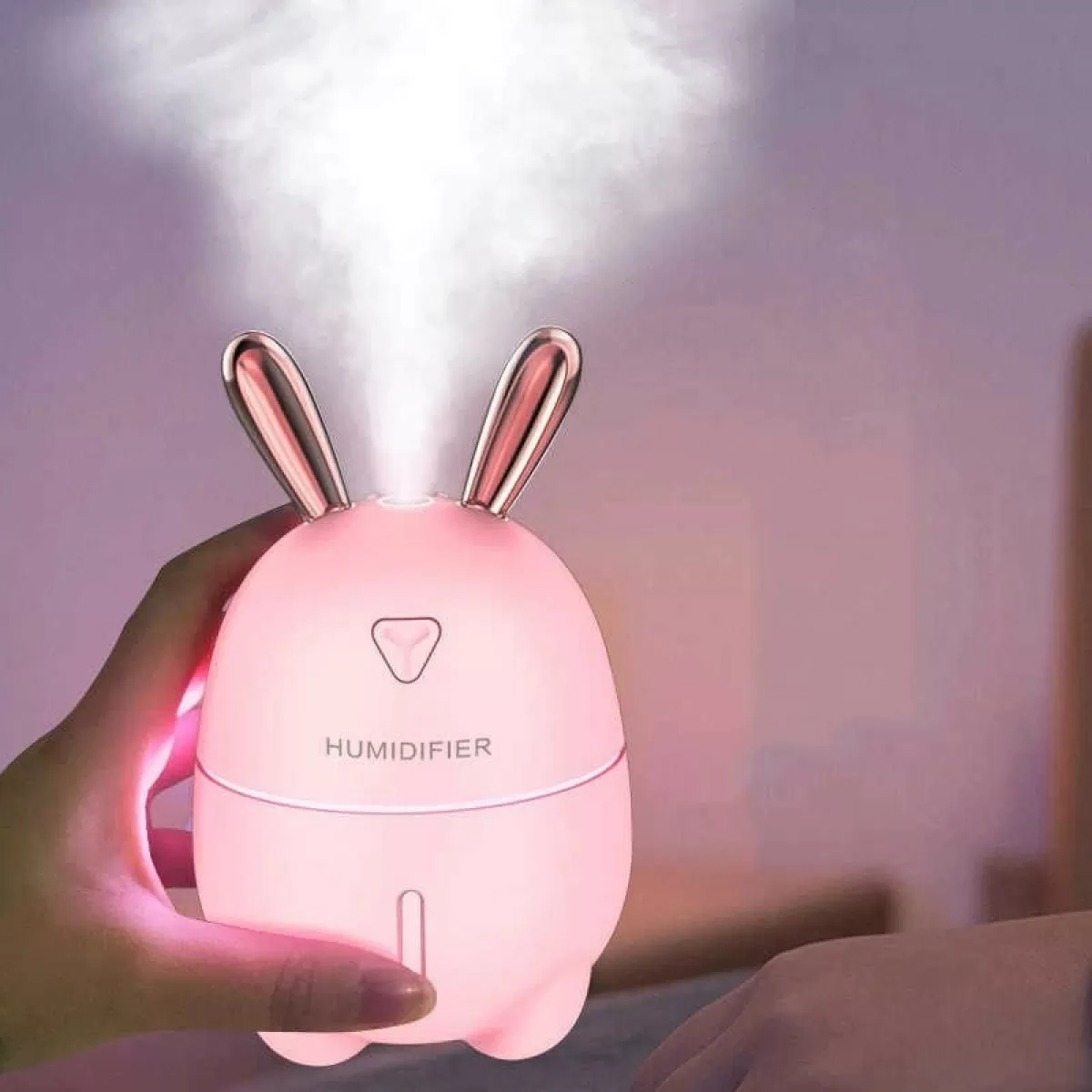Зволожувач повітря дитячий Humidifier Rabbit OOPS LED з підсвіткою аромадифузор на 200 мл Зайчик Pink (55432669)