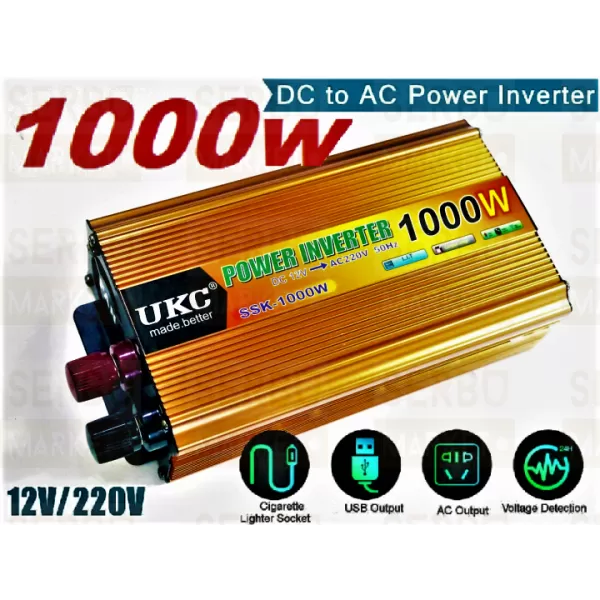 Інвертор автомобільний 12V-220V 1000W перетворювач напруги UKC (215678) (69136668)