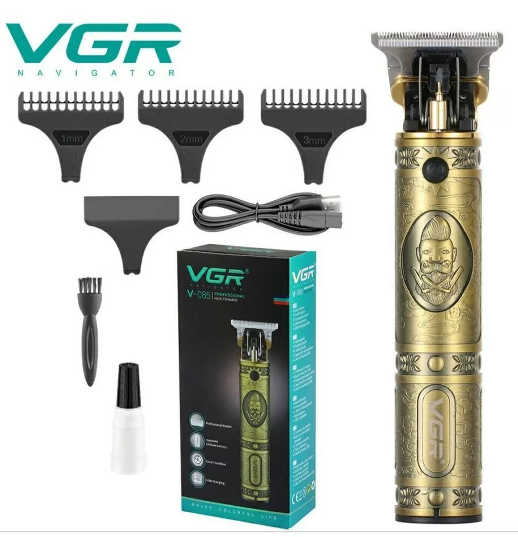 Тример машинка для стриження вусів і бороди VGR 085 + 3 насадки та щіточка для чищення (15577769)