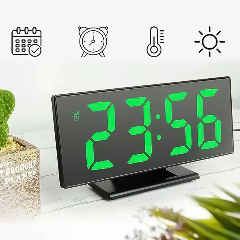 Часы настольные электронные 3618L зеркальные LED часы с термометром (Зеленая подсветка)(245923) (92277620)