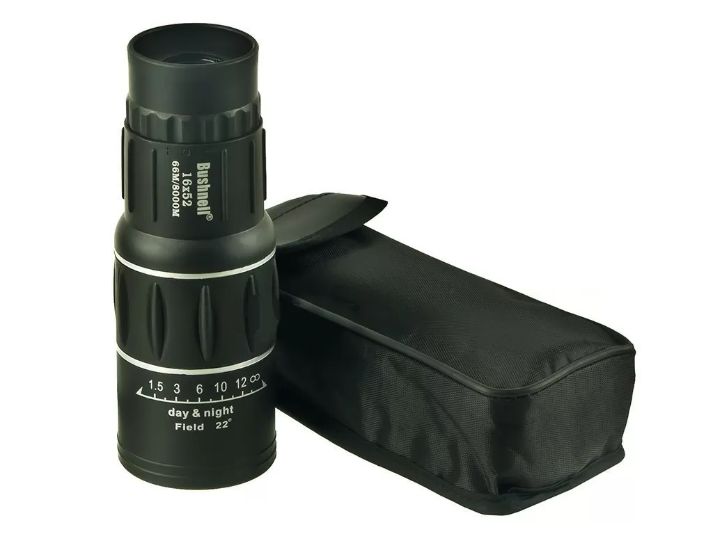 Якісний Монокуляр BUSHNELL 16x52 Збільшення — 16x + чохол + серветка для лінз Чорний (811433) (90964942)