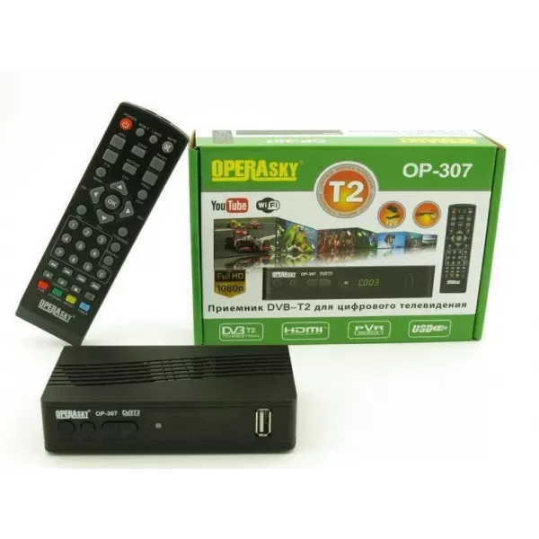 TV тюнер Opera OP-307 Т2 приймач для цифрового ТВ Ресивер T2 приставка Цифровий ефірний приймач (896686) (72443071)