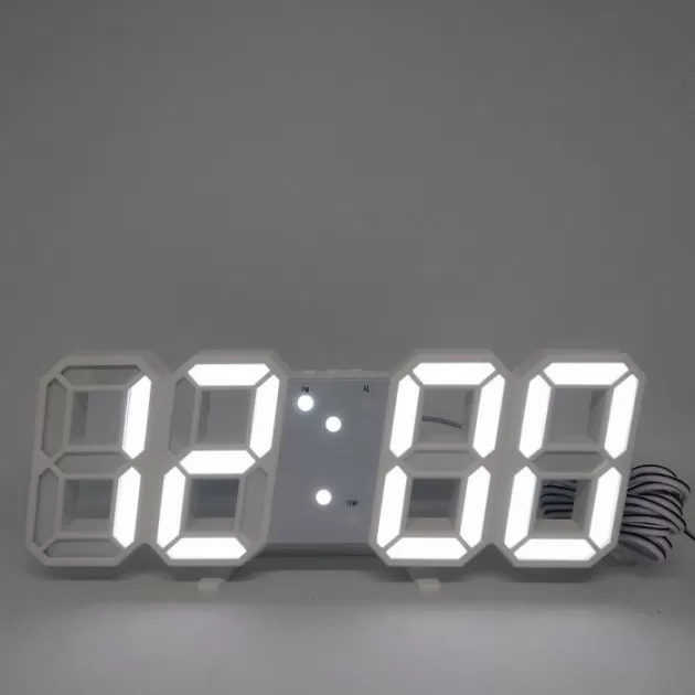 Настільний електронний світлодіодний годинник Led е USB 22,5 см Білий 6803 (233352) (397519) (97654285)