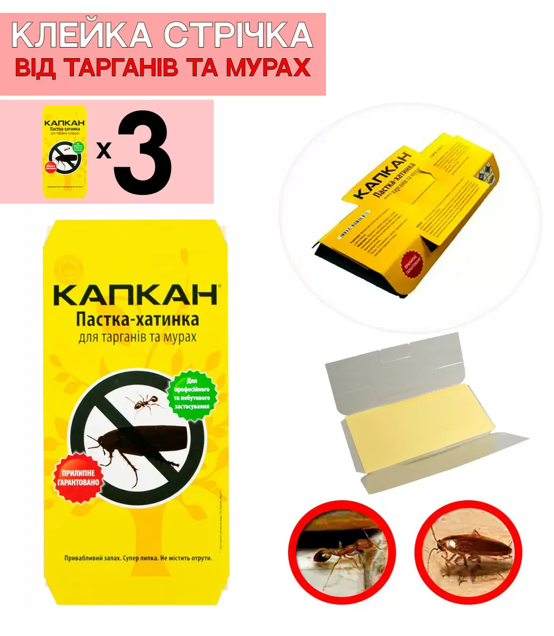 Клейова пастка для тарганів і мурах 