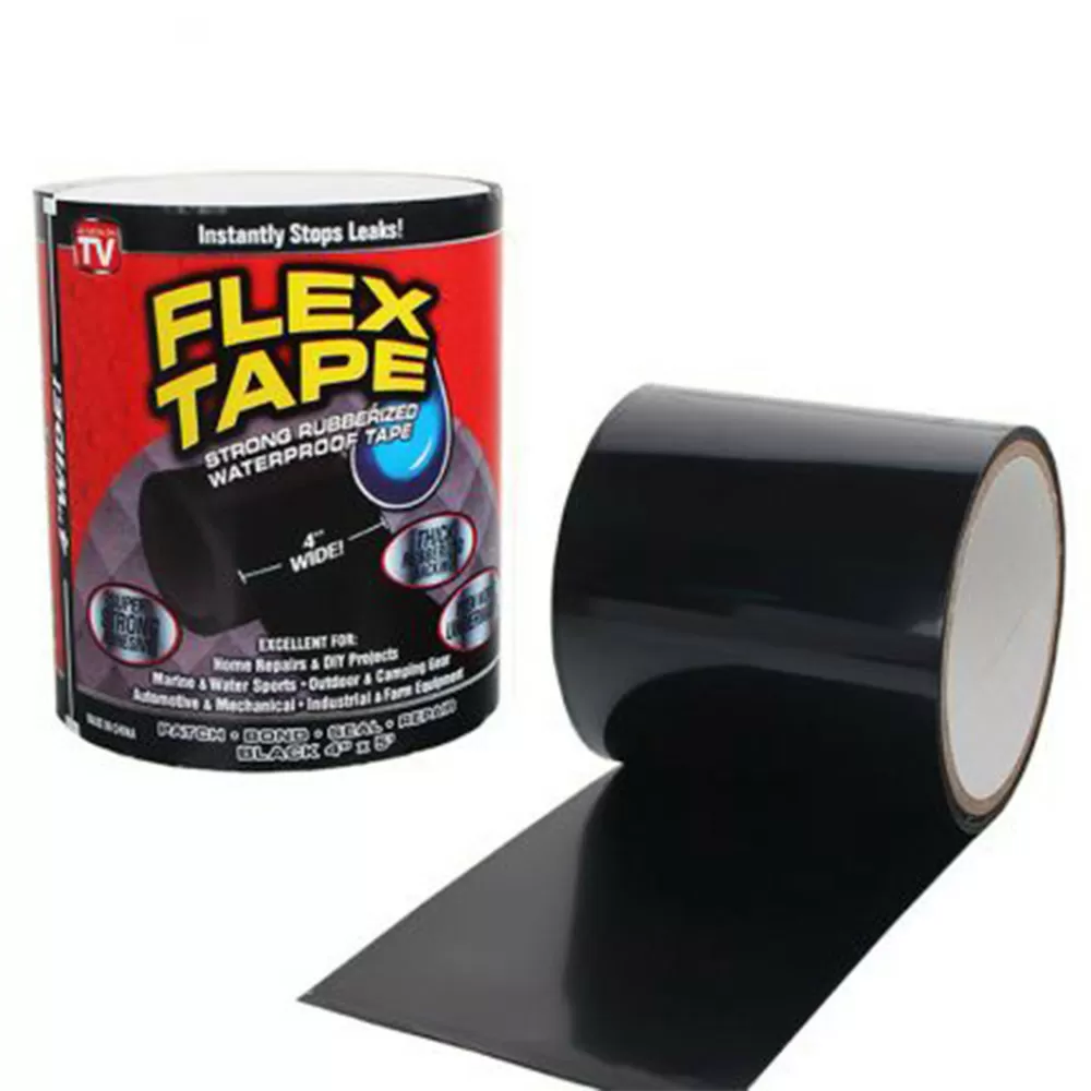 Скотч-стрічка водонепроникна Flex Tape Solid Black ізоляційний матеріал для ремонту труб човнів і шлангів 10 (75754808)